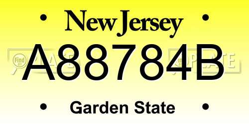 A88784B New Jersey License Plate