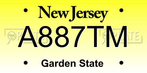 A887TM New Jersey License Plate