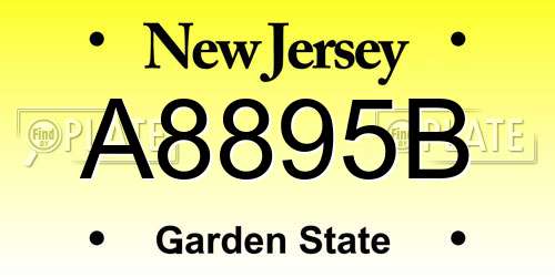 A8895B New Jersey License Plate