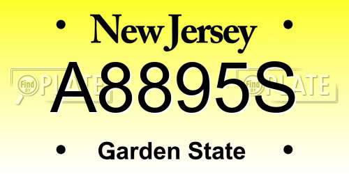 A8895S New Jersey License Plate