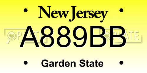 A889BB New Jersey License Plate