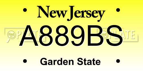 A889BS New Jersey License Plate