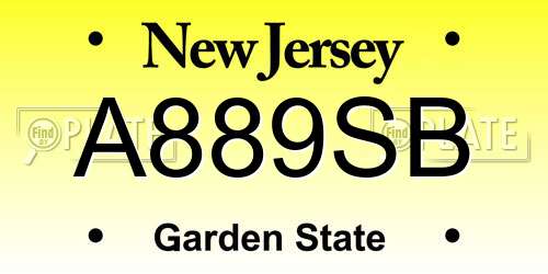 A889SB New Jersey License Plate