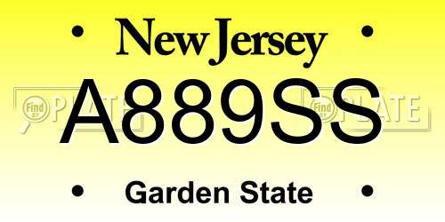 A889SS New Jersey License Plate
