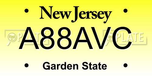 A88AVC New Jersey License Plate