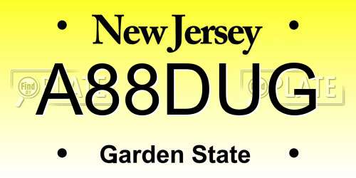 A88DUG New Jersey License Plate