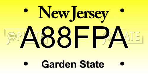 A88FPA New Jersey License Plate