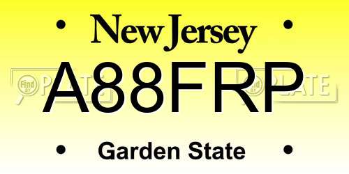 A88FRP New Jersey License Plate