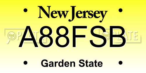 A88FSB New Jersey License Plate