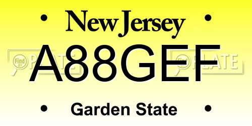 A88GEF New Jersey License Plate