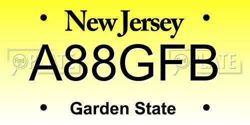 A88GFB New Jersey License Plate