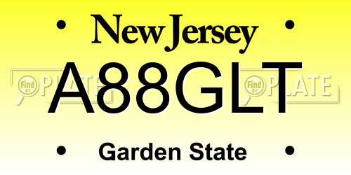 A88GLT New Jersey License Plate