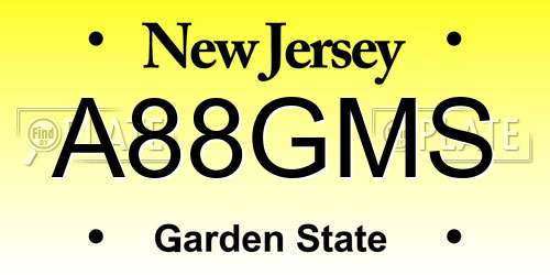 A88GMS New Jersey License Plate