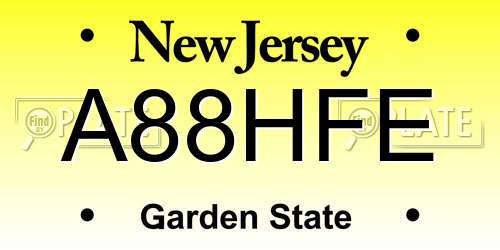 A88HFE New Jersey License Plate