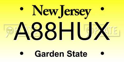A88HUX New Jersey License Plate