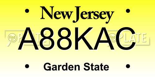 A88KAC New Jersey License Plate