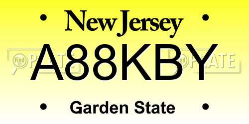 A88KBY New Jersey License Plate