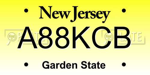 A88KCB New Jersey License Plate