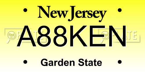 A88KEN New Jersey License Plate