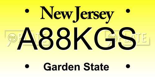 A88KGS New Jersey License Plate