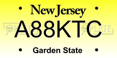 A88KTC New Jersey License Plate