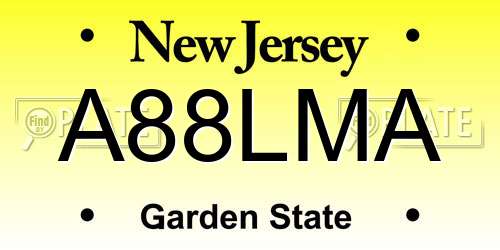 A88LMA New Jersey License Plate