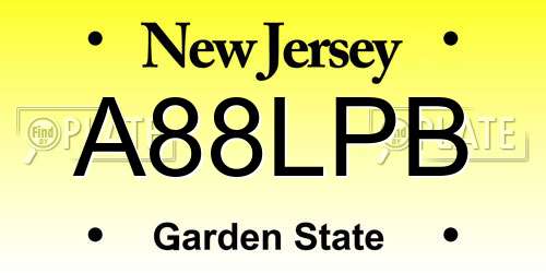 A88LPB New Jersey License Plate