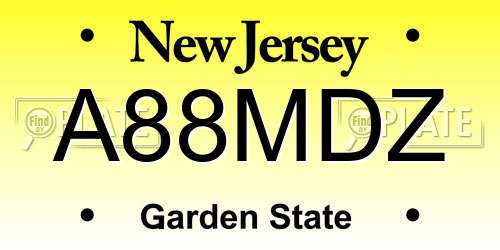 A88MDZ New Jersey License Plate