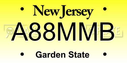 A88MMB New Jersey License Plate