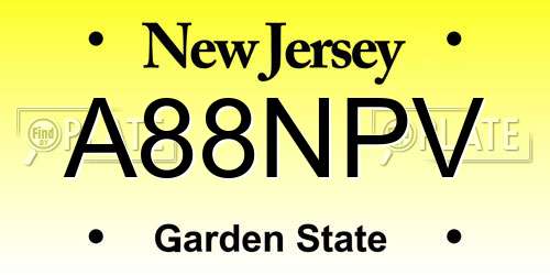 A88NPV New Jersey License Plate