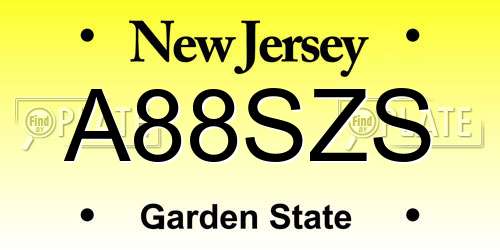 A88SZS New Jersey License Plate