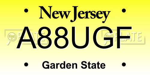 A88UGF New Jersey License Plate