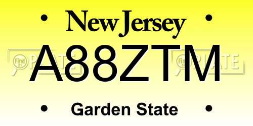 A88ZTM New Jersey License Plate