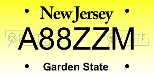 A88ZZM New Jersey License Plate
