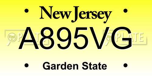A895VG New Jersey License Plate