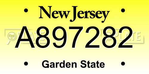A897282 New Jersey License Plate