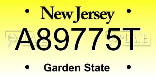 A89775T New Jersey License Plate