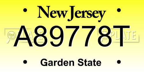 A89778T New Jersey License Plate