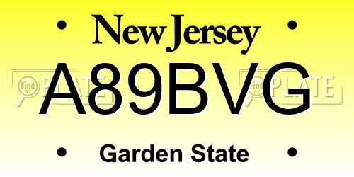 A89BVG New Jersey License Plate