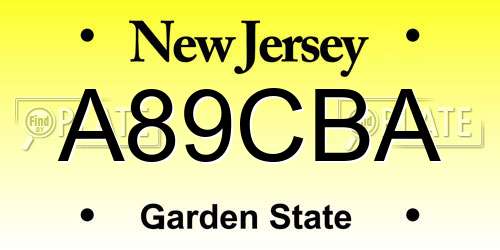 A89CBA New Jersey License Plate