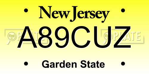 A89CUZ New Jersey License Plate