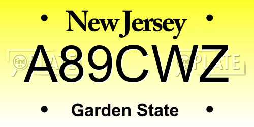 A89CWZ New Jersey License Plate