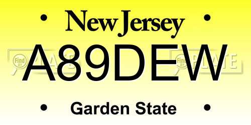 A89DEW New Jersey License Plate