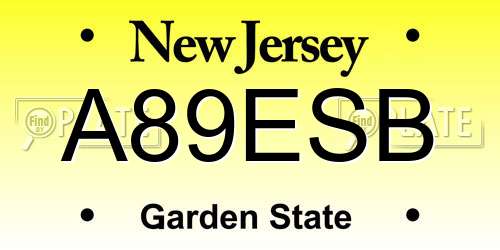 A89ESB New Jersey License Plate