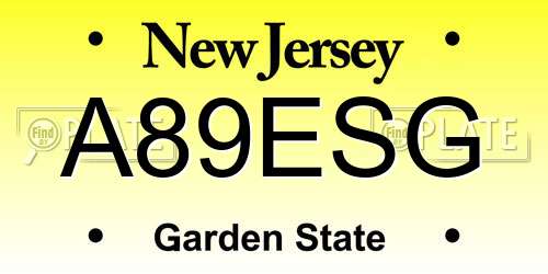A89ESG New Jersey License Plate