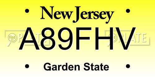 A89FHV New Jersey License Plate