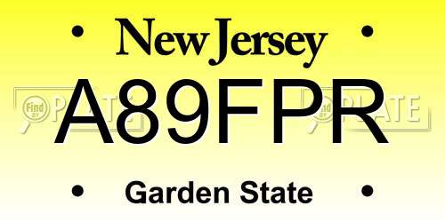 A89FPR New Jersey License Plate