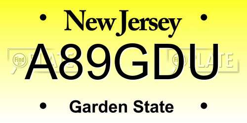 A89GDU New Jersey License Plate