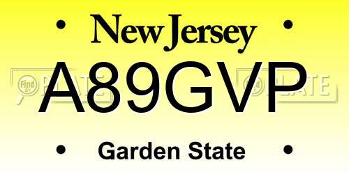 A89GVP New Jersey License Plate