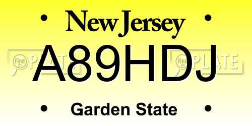 A89HDJ New Jersey License Plate